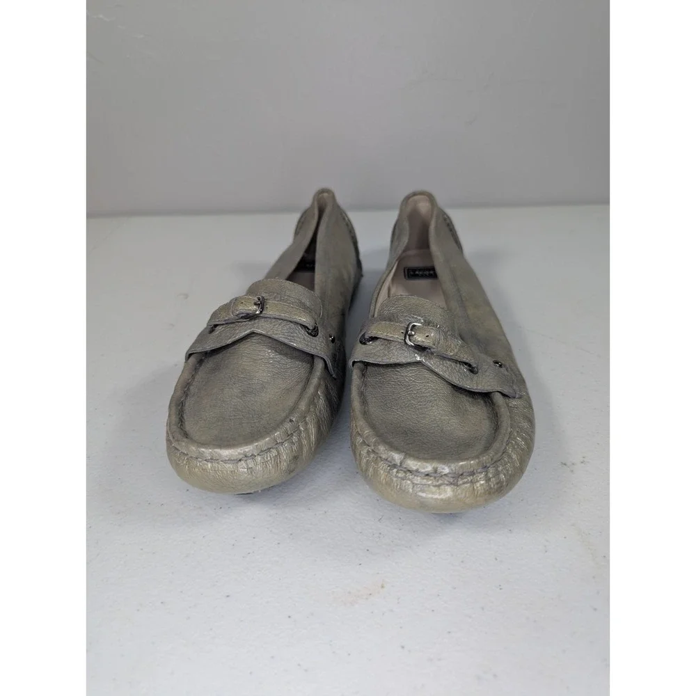 Lacoste Rima Ice Silver Fog‎ Grey Driving Mocs Flats Women 8.5